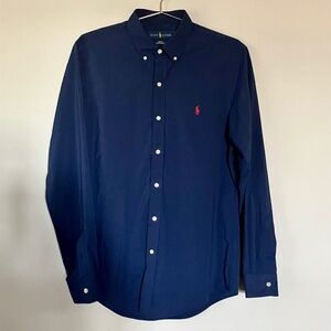 Ralph Lauren Navy with Red Pony Slim-Fit Performance Oxford men’s size Medium.